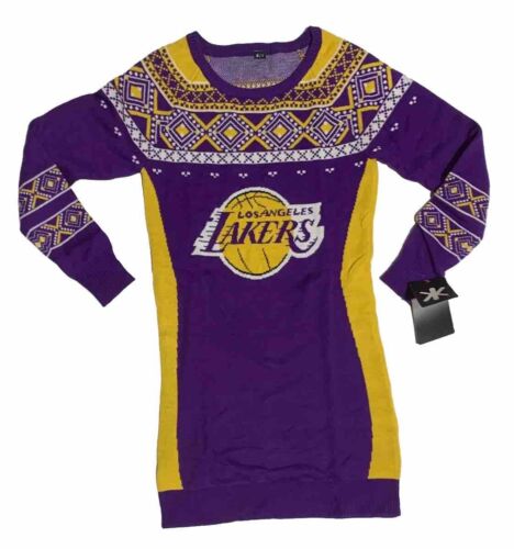 New NBA Los Angeles Lakers Logo Woman’s Ugly Sweater Christmas Size Small Dress - Afbeelding 1 van 2