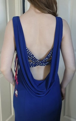 Mori Lee Prom evening cocktail dress Ball UK10 M  Low Crossed Straps Back New BN