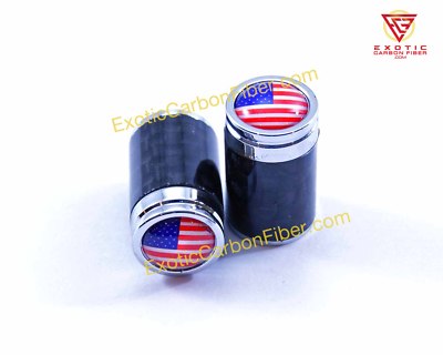 American Flag Carbon Fiber Tire Valve / Stem Caps