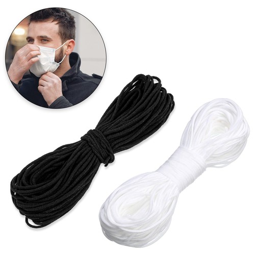 Suave Redondo Cuerda Elástica 3mm Negro Blanco Ideal para Cuentas Hacer Máscara - Imagen 1 de 18