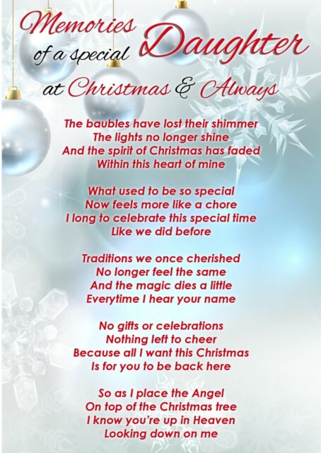 Special Daughter At Christmas Memorial Graveside Poem Card & Ground Stake F456