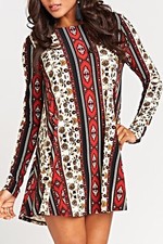 Show Me Your Mumu Tyler Tunic Dress Women S Long Sleeve Stretch Crew Neck EUC