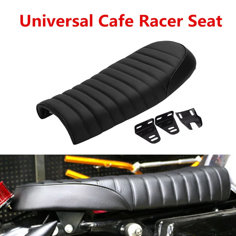 For Honda CB Suzuki GS Yamaha XJ Motorcycle Flat Cafe Racer Seat Vintage Black - Image 3 of 4