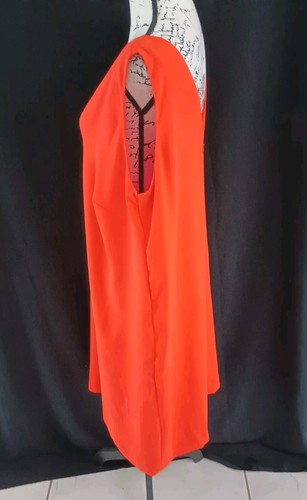 Vestido recto Lauren Ralph Lauren para mujer Viena naranja crepé sin mangas 20W - Imagen 8 de 14