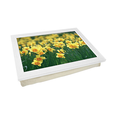 Gerahmtes Premium Schoß Tablett - schönes Narzissen Design, Blumengeschenk für alle