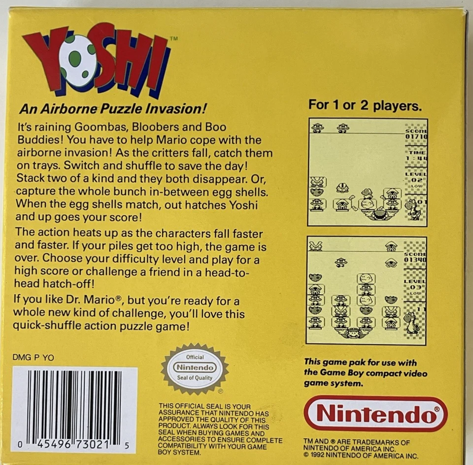 Yoshi Game Boy '92 Game Cartridge Original Box Instruction Manual Inner Tray CIB - Image 4 of 4