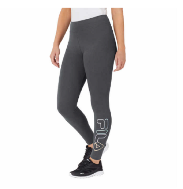 NUOVO Fila Donna Logo Seal Vita Alta Cotone Stretto Grigio Taglia S