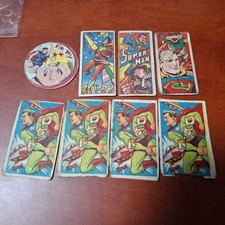 Mitsuwa Showa Retro Menko Superman Rocketman 8 Cartas Auténticas Raras