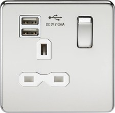 Screwless Switched Socket with Dual USB charger (2.1A) 13A 1G