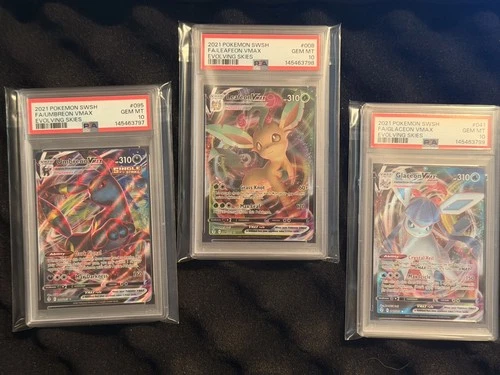 Umbreon Leafeon Glaceon Vmax SEQUENTIAL PSA 10 Evolving Skies Pokemon