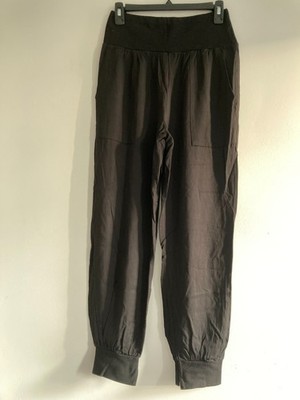 Women Black Jogger Pants Athleisure Loose Elastic Waist W 25'' x L 26.5'' Packets
