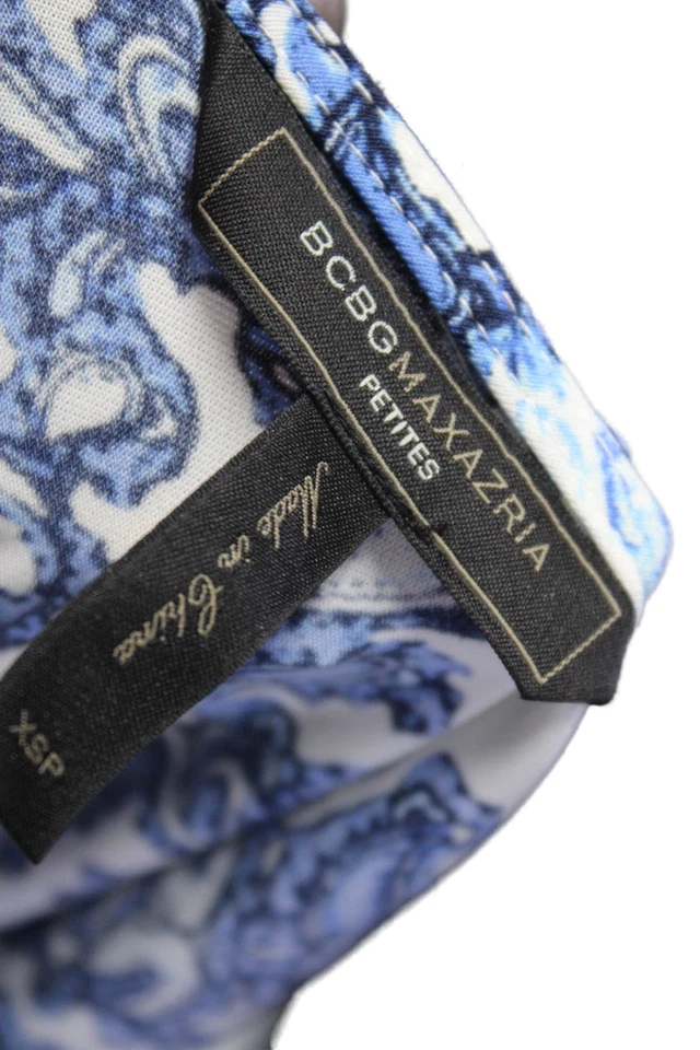 Vestido envolvente Adele blanco azul talla extra pequeño BCBG Max Azria Petite para mujer Foto 4 de 4