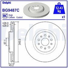 2x Delphi Scheibenbremse vorne 670032734 | 983081