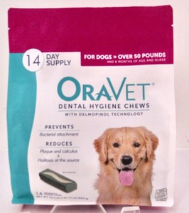 Oravet Dental Hygiene Chews for dogs over 50#, 14 day supply