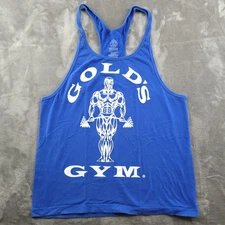 Gold's Gym Shirt Mens Medium Blue Tank Top Stringer Bodybuilding Workout