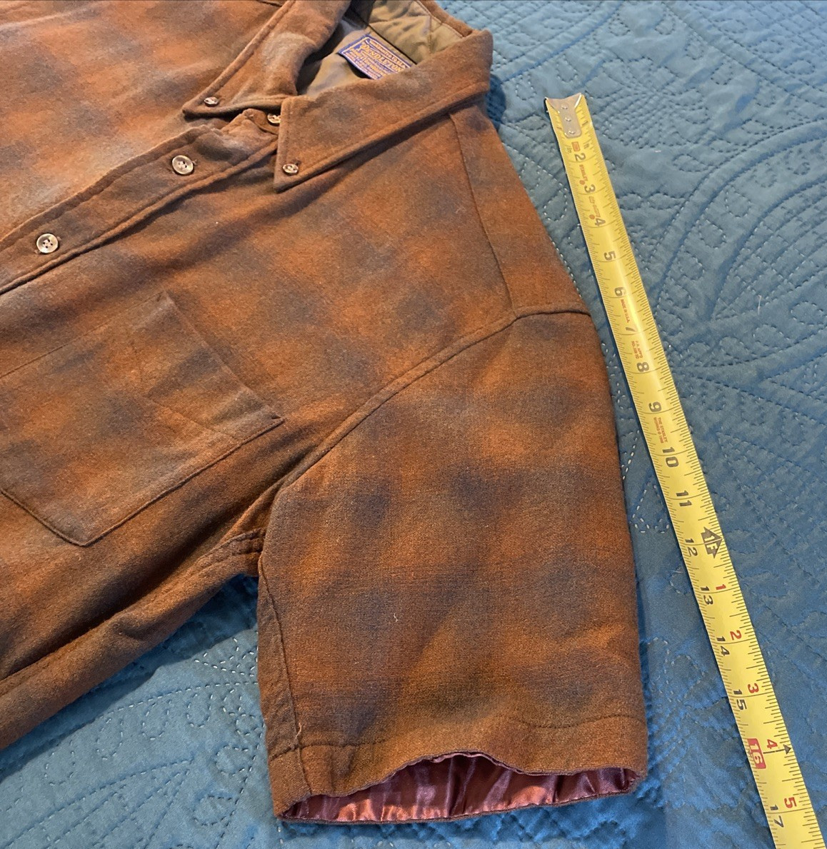 VTG Pendleton Rust Orange Brown Plaid Virgin Wool… - image 7