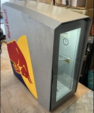 Red Bull Mini Fridge Cooler Glass Door, shop Display Countertop in Working order