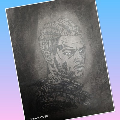 Ivar The Boneless Ooak Painted.by.tish Charcoal Drawing Sketchbook Signed