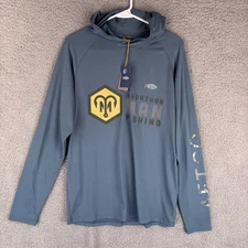 AFTCO Men's Medium Samurai HD Performance Fishing Shirt Hooded Blue UPF *New*