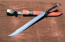 Cuchillo de machete hecho a mano Nepalí-Kukri-Hoja de acero al carbono de 21"-Mango Full Tang