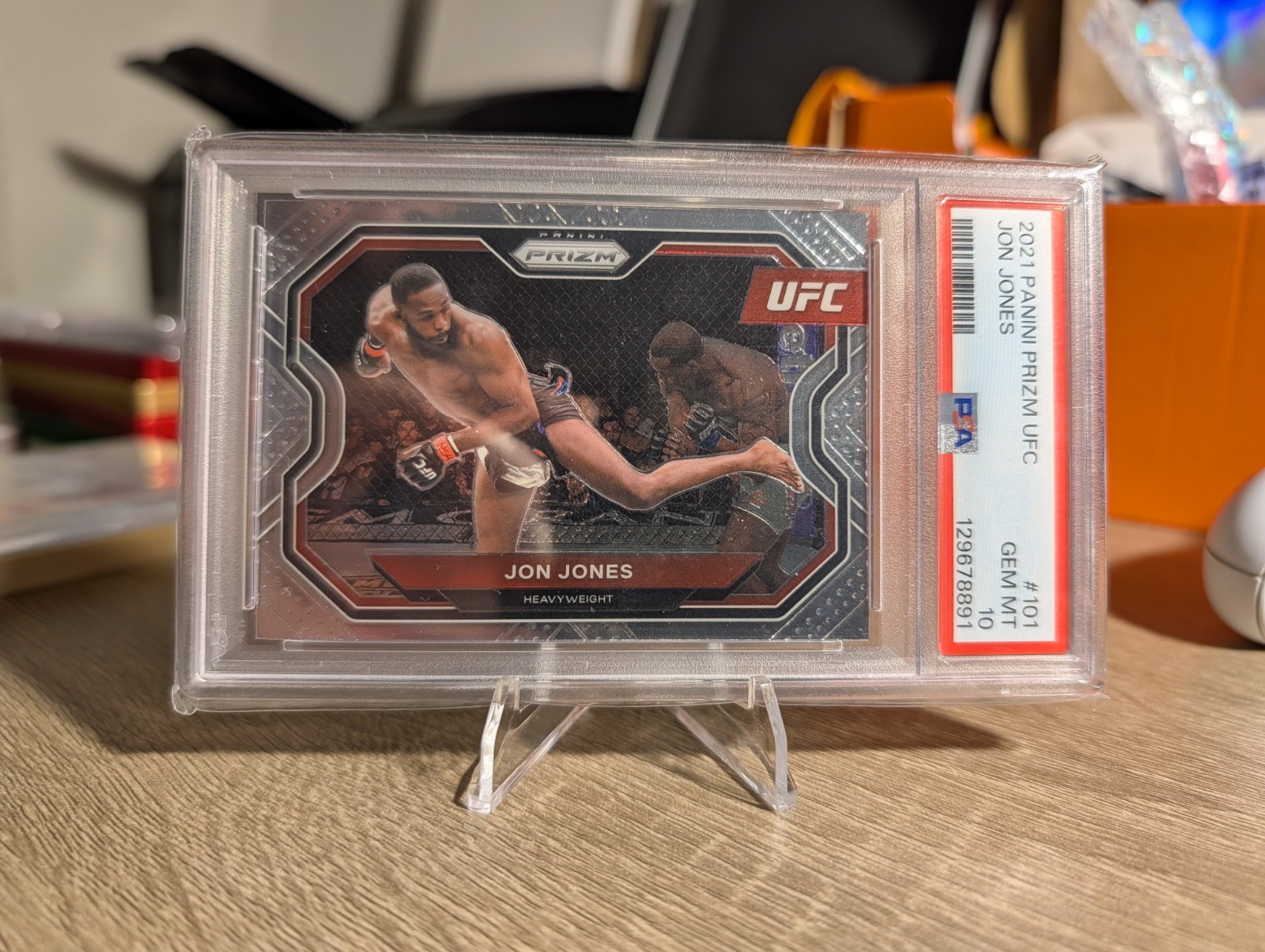Jon Jones PSA 10 - 2021 Panini Prizm UFC - Silver Prizm view 2