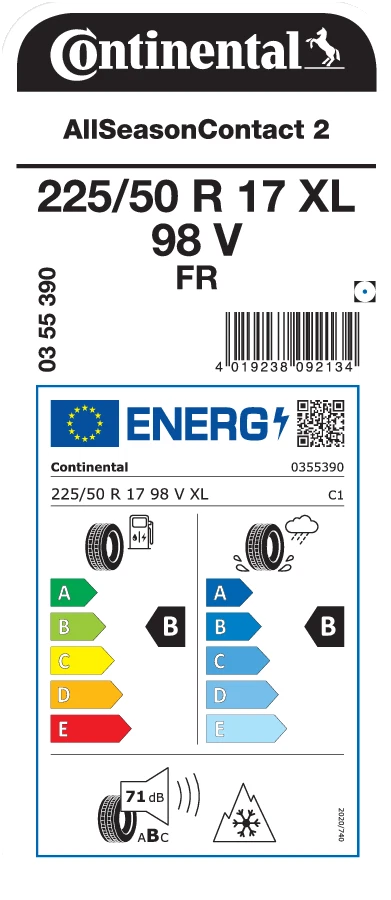 Continental AllSeasonContact 2 225/50 R17 98V XL M+S Ganzjahresreifen - Bild 2 von 2
