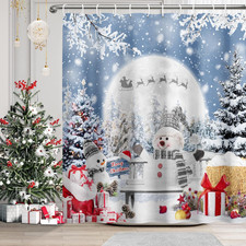 Christmas Shower Curtain Winter Snowman Shower Curtains for Bathroom Decorations