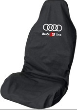 Audi Rings S Logo Waterproof Quality LARGE Black Front Car Seat Cover Protector