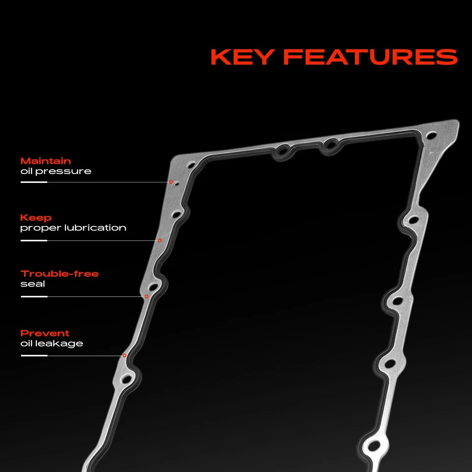 Engine Oil Pan Gasket for Cadillac	SRX 2004-2009 STS 2005-2010 XLR V8 4.4L 4.6L - Image 4 of 4
