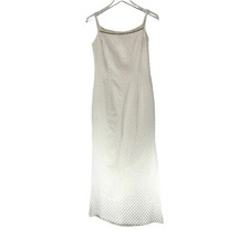 Jessica McClintock Gunne Sax Vintage 90s Ivory Quilted Glitter Maxi Dress 7/8