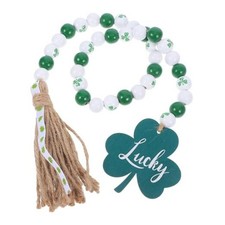 St Patrick's Day Decoration Wood Beads Garland with Tassels Farmhouse