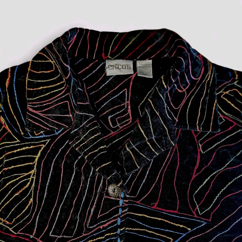 Chaqueta Chicos Terciopelo Bordado Talla 2 Grande Negra Colores Neón Noche Abstracta Foto 2 de 4