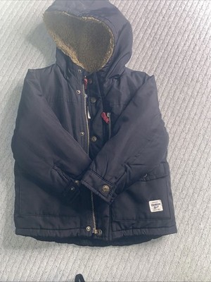 Oshkosh Size 4 Boys Fur Inside Hat Lined Zip/snap Very Warm