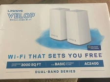 Linksys AC2400 867 + 300 Mbps Velop Intelligent Mesh WiFi System - White, 2 Pack