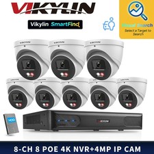 VIKYLIN SmartFind 8POE 8CH NVR AI Dual light Color 4MP IP Camera Kit Lot