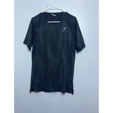 Gymshark Apex Seamless T-Shirt Mens XL Black Grey Geometric Jacquard A1A8U Sport