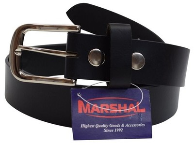 Marshal Casual Belt 1.5'' Wide Top Grain Genuine Leather Silver Buckle New