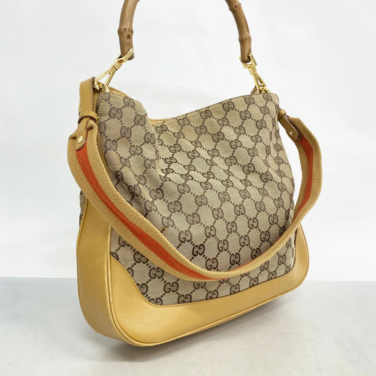 Gucci GG Canvas/Bamboo 2Way Handbag Brown Gold Hardware thumbnail 2