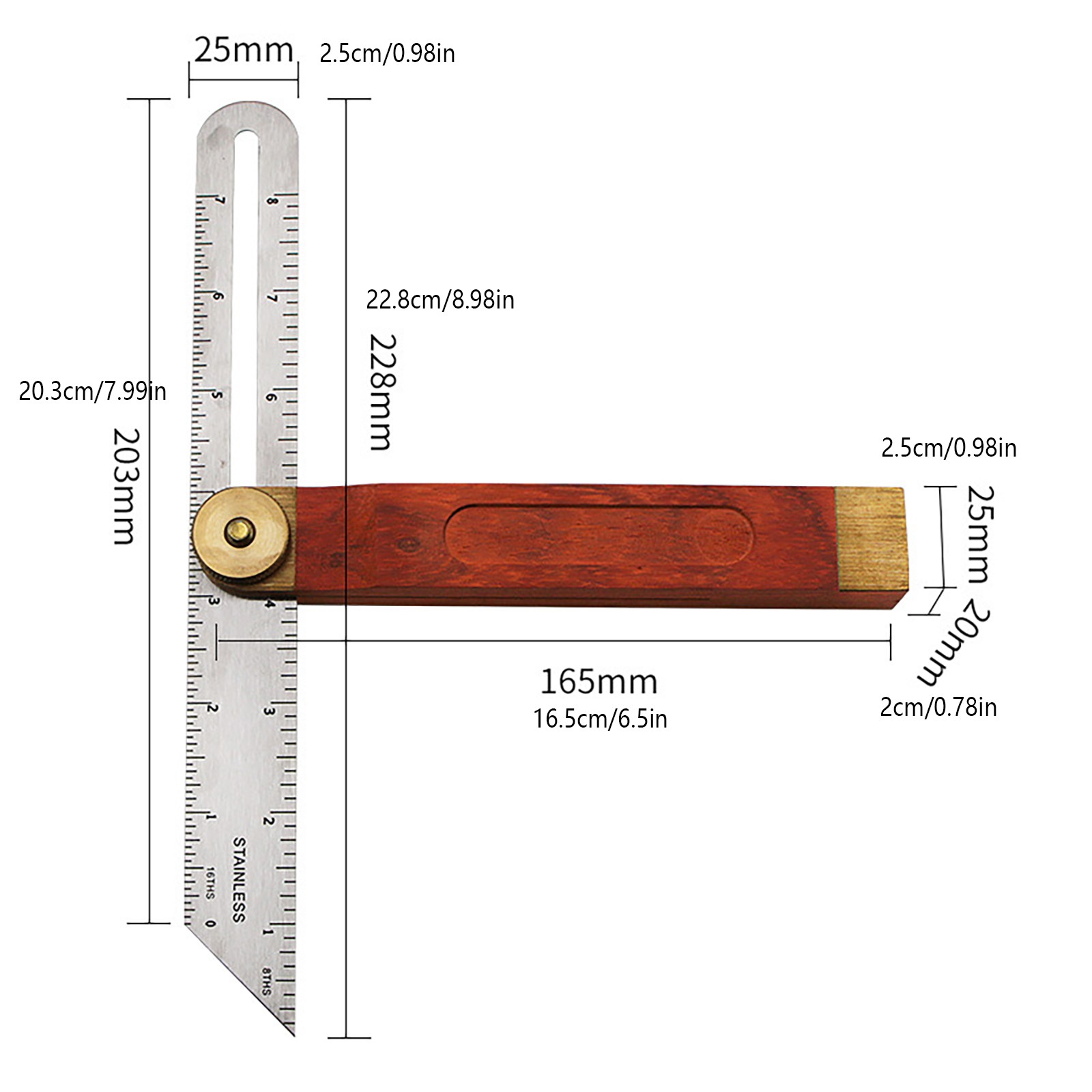 Woodworking T Bevel Horizontal Sliding Adjustable Angle Ruler Measurement Tool a