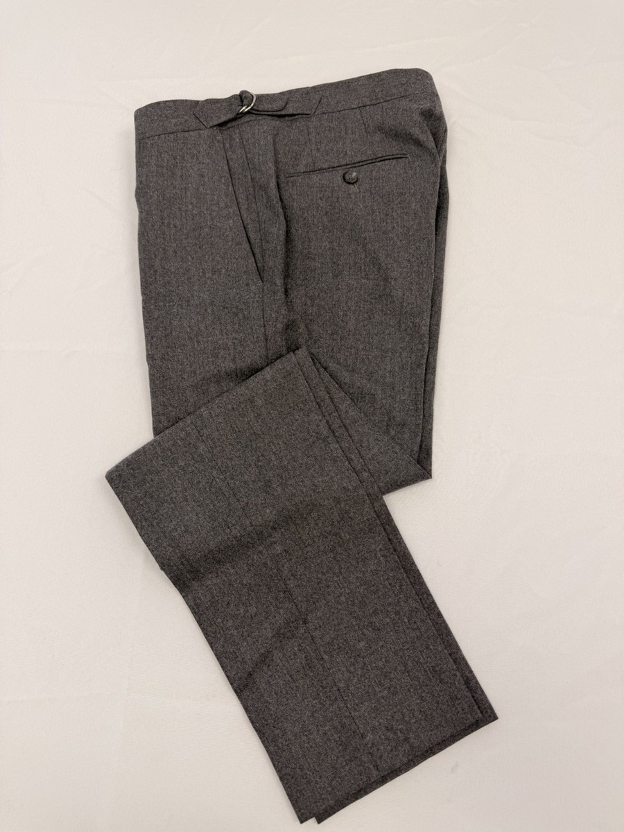 slim fit dress slacks Billy Reid Flannel Flat Front Trouser, Grey Heather main image 1