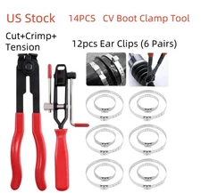 Professional CV Boot Clamp Tool 3-in-1 Crimper Cutter & Tensioner w/ 12 Clips