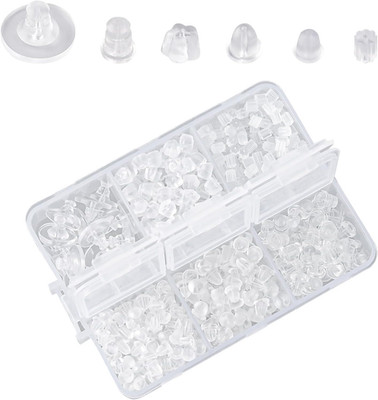 600 PCS Clear Silicone Backs for Studs and Droopy Jewelry   6 Styles Soft Hypoal