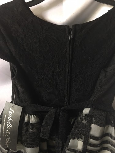 Isobella and Chloe Girls Black And Gray Lace Long Formal Party Dress Sz 6-New - Picture 9 of 10