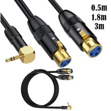 Angle 3.5mm 90 Male to Dual 2 XLR Female Cable Microphone Sound Cords Adapter