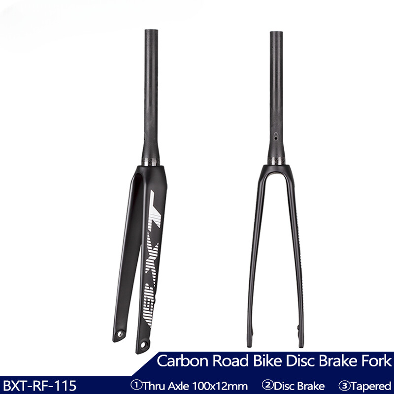 Carbon Road Bike Fork Flat Mount Disc Brake Bicycle Fork Thru Axle 100*12mm