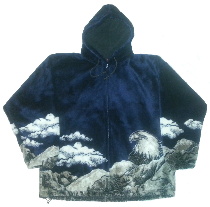 New Bear Ridge Bald Eagle Hooded Plush Fleece Jacket with Hood (SM - 2X)