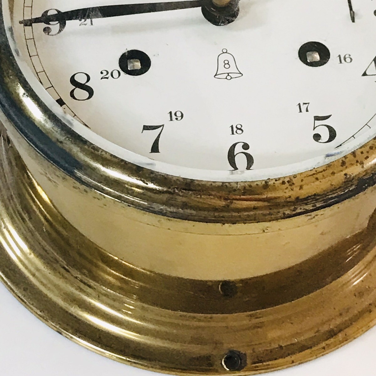 Antique Brass Schatz Royal Mariner Nautical Clock No Key Alarm 7