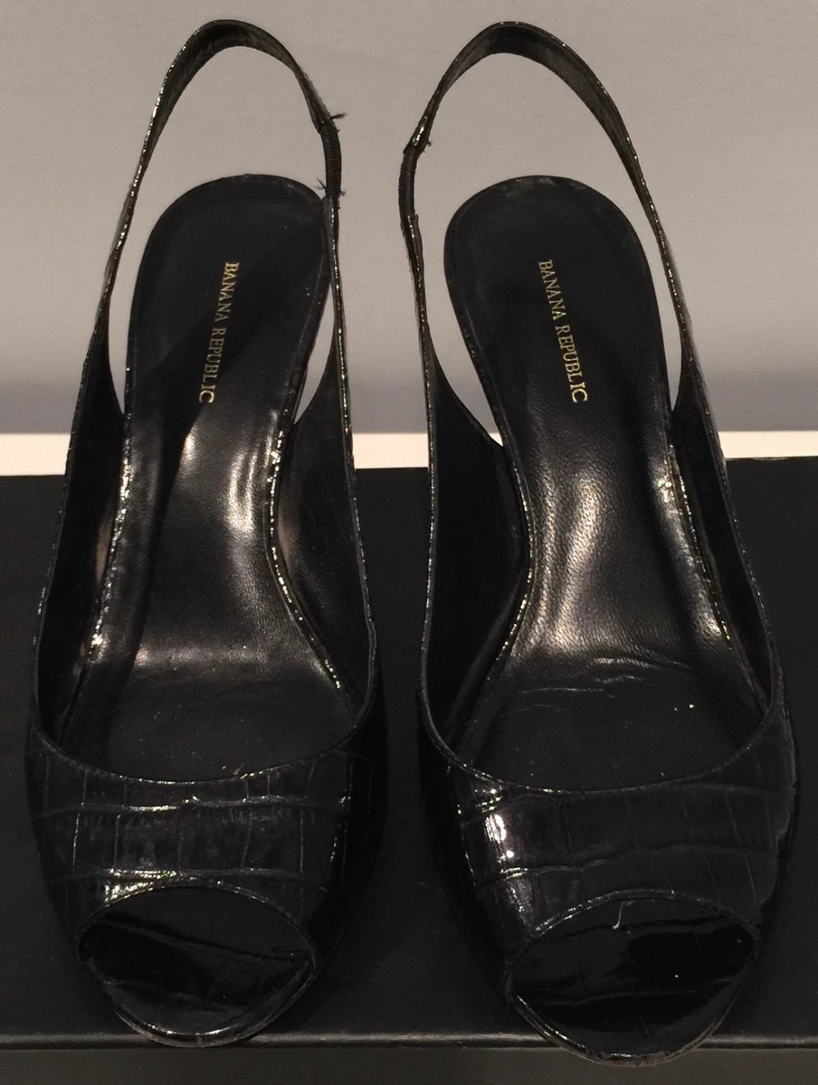 Authentic Banana Republic Black Croc Silvia sandals leather 7.5 eBay
