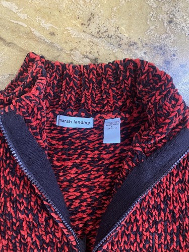 Vintage Sweater Zip Front, Patched Elbows Size L Marsh Landings - Picture 2 of 8