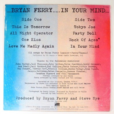 BRYAN FERRY - In Your Mind 1977 1st US Issue LP SEALED Roxy Music